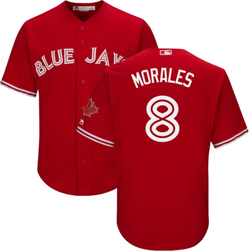 Blue Jays #8 Kendrys Morales Red Cool Base Canada Day Stitched Youth MLB Jersey